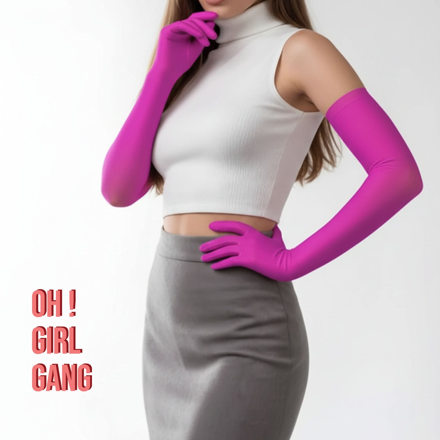 Stretchy Elastic Tulle Opera gloves: Pink