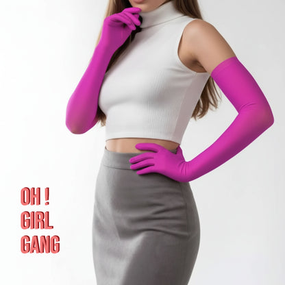 Stretchy Elastic Tulle Opera gloves: Pink