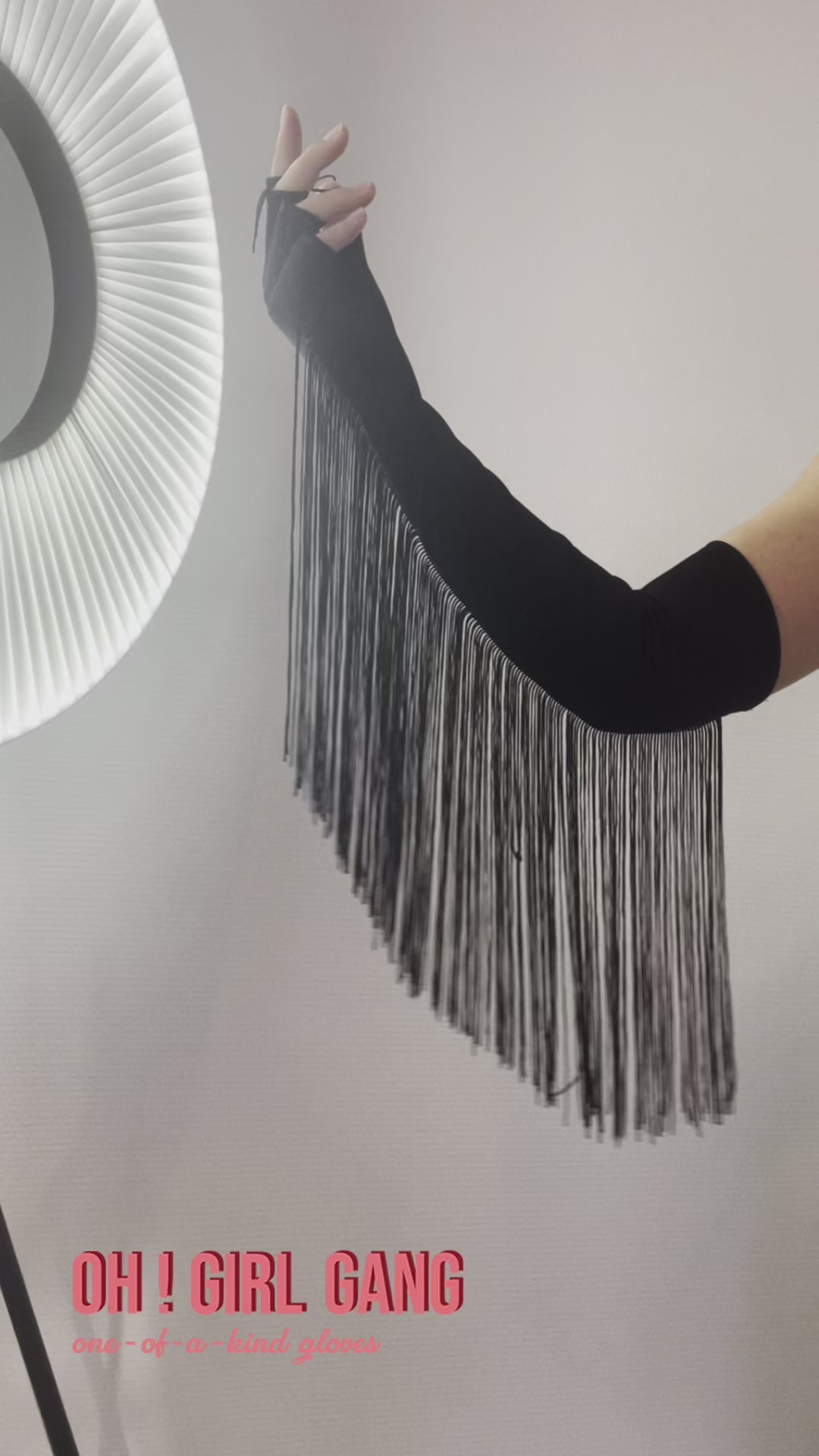 Fringe Tassels Half-Finger Opera Gloves, Satin Gloves in Black, White | Costume, Stage, Party Wear, Concert Festival, Drag Performer Gloves