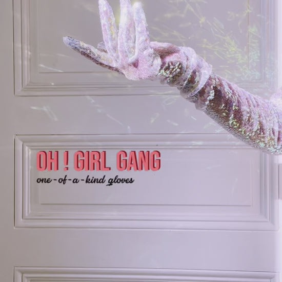 Light Pink Party Confetti Sequin Opera gloves (70cm)