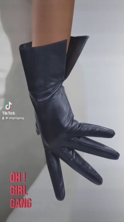 Half Finger Folded Genuine Leather Short Gloves – Oh Girl Gang
