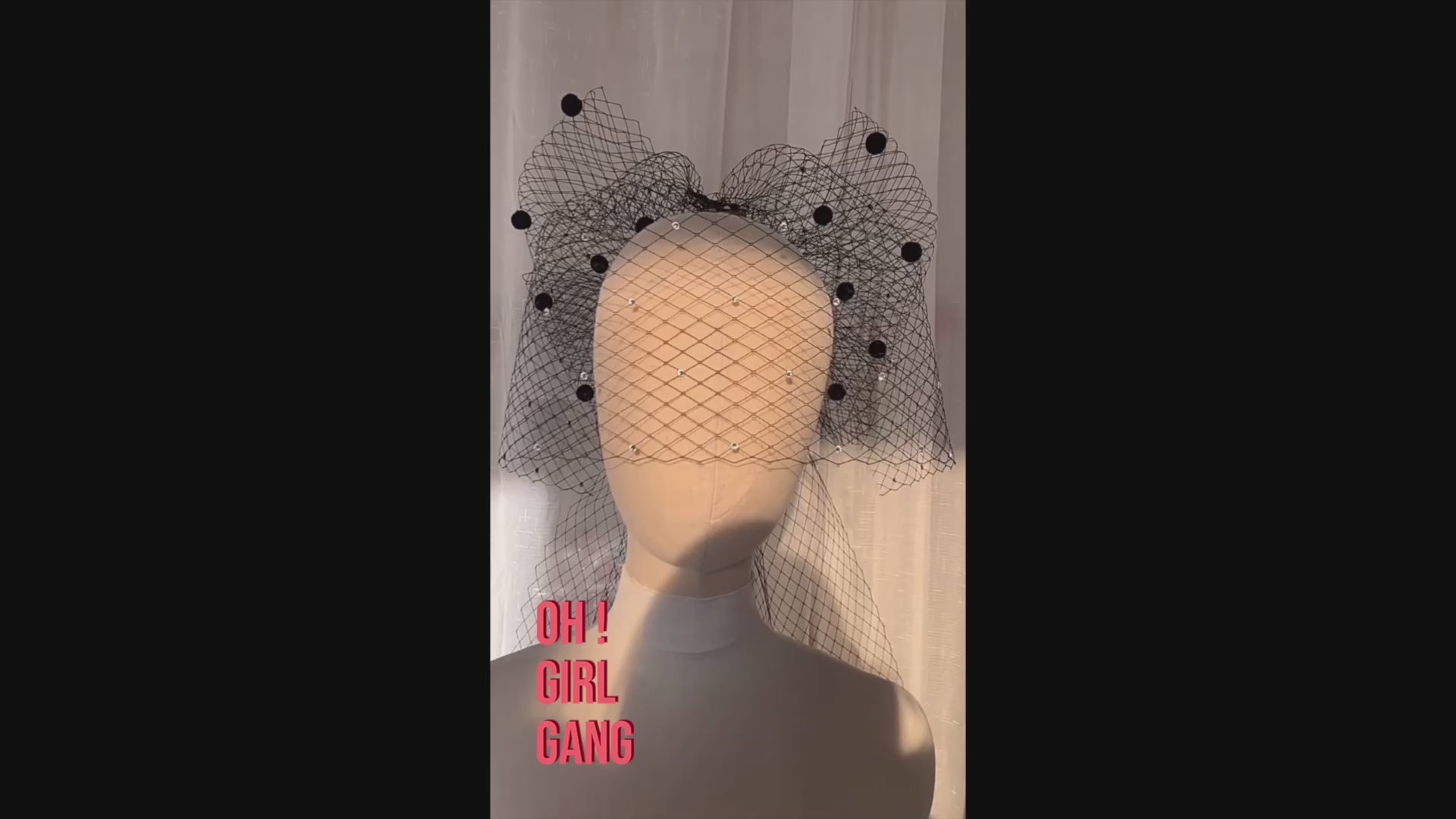 Black Mesh Big Bow Birdcage Veil