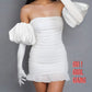 Iconic satin long bridal gloves with puff, these are 58cm long gloves plus the puff.<br data-mce-fragment="1">