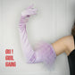 Light Purple Satin Opera Gloves with Ostrich Feather