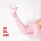 Light Pink Satin Opera Gloves with Ostrich Feather