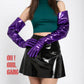 Metallic Purple PU Leather Gloves: Cyberpunk Rave Costume (90, 70, 50, 28cm)