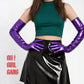 Metallic Purple PU Leather Gloves: Cyberpunk Rave Costume (90, 70, 50, 28cm)