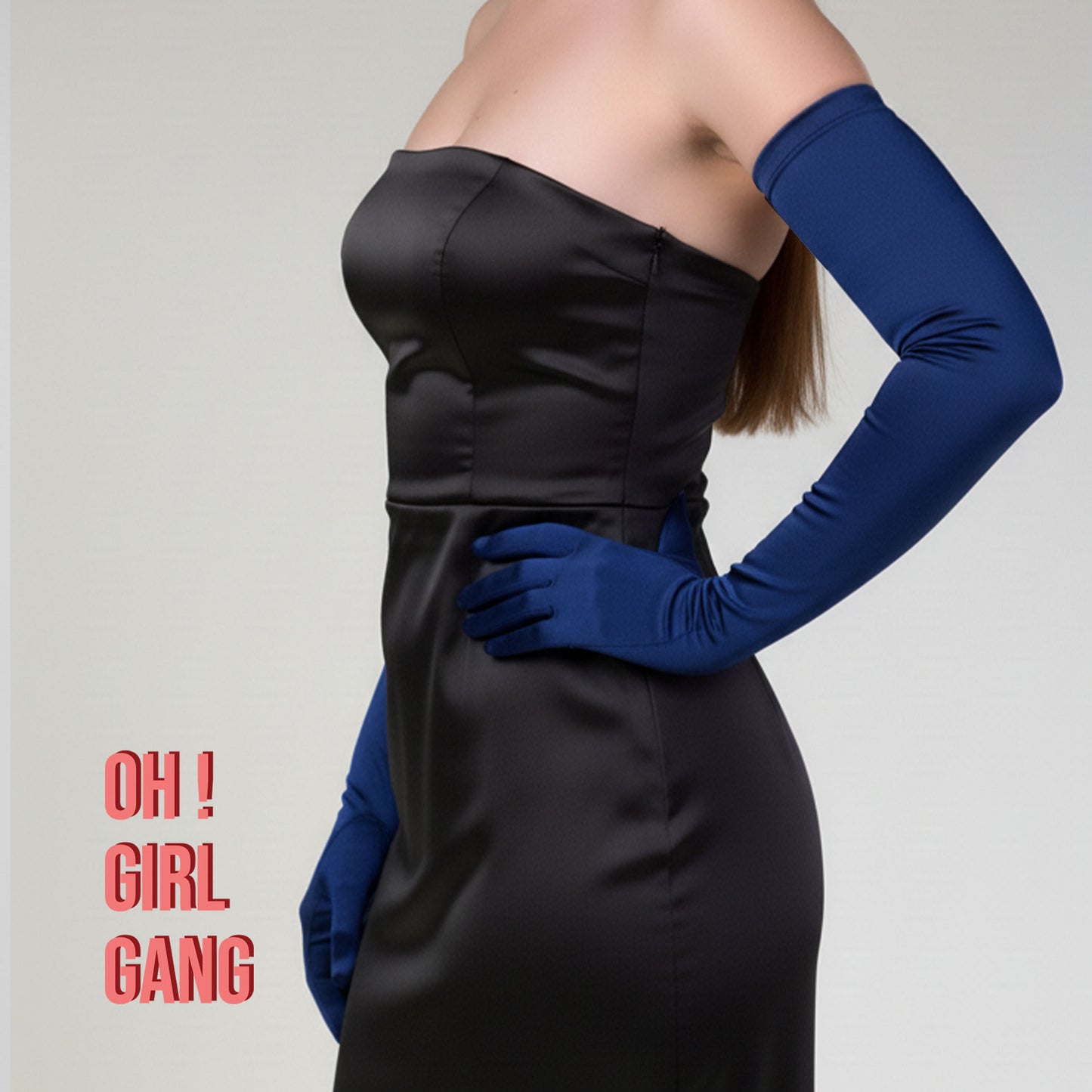 Dark Purple satin opera gloves, Navy Blue Satin 1920s Opera-Length Piece – 70 cm Classic Evening & Formal Occasion Style