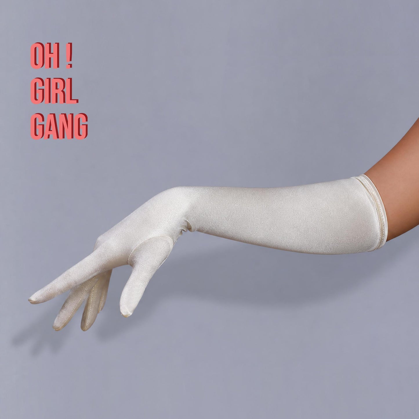 Roze Satijnen Opera Handschoenen (50cm)