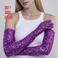 purple Shiny Sequin Opera Gloves (70cm)