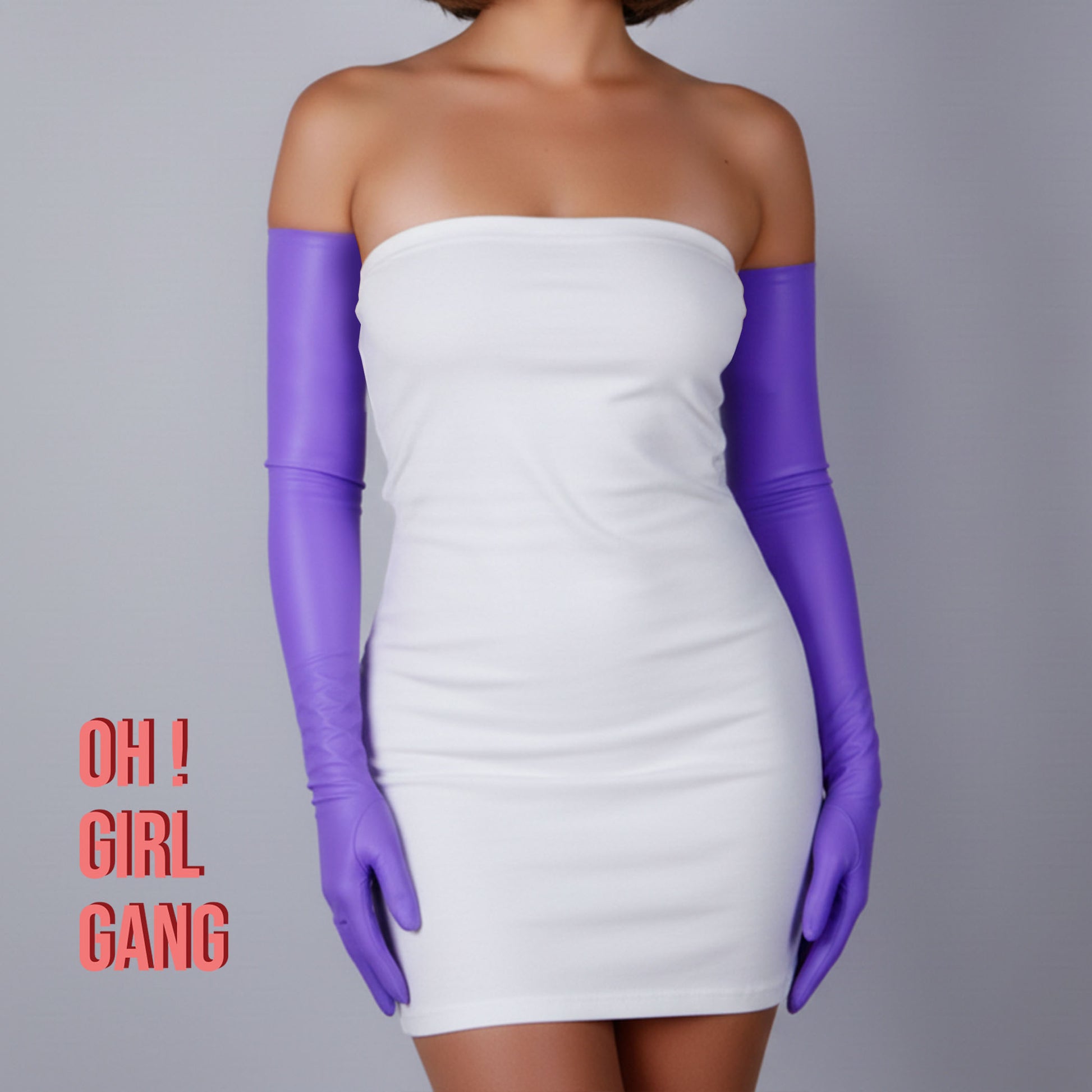 Matte Purple Latex Long Gloves