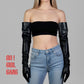 Black Genuine Leather Long Gloves – Wide Loose Sleeves, Touchscreen Ready, Unisex / Menswear Friendly - Oh Girl Gang