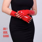 Red Patent Faux Leather Fingerless Gloves – 28cm Long Festival Party  | Half-Finger Gloves | Drag Queen, Stage & Rave Wear (4 Colors)