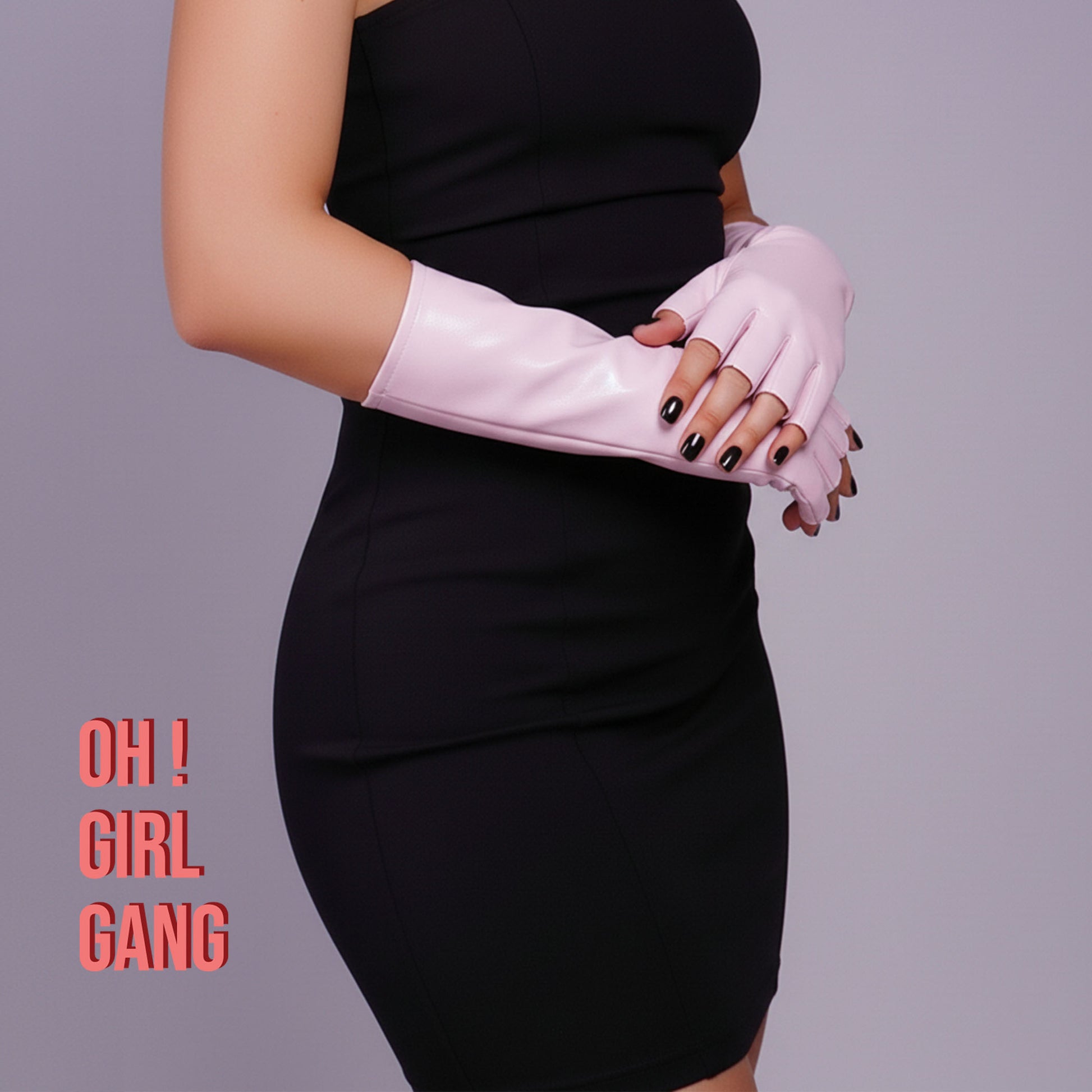 Pink Patent Faux Leather Fingerless Gloves – 28cm Long Festival Party  | Half-Finger Gloves | Drag Queen, Stage & Rave Wear (4 Colors)