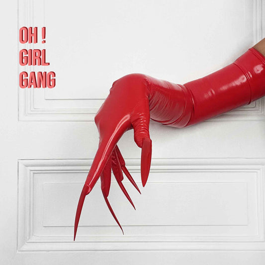 Red Long Nails Spandex Opera Gloves | Hot Red Long Devils Gloves, Drag queen, Raves, Concert Festival Stage, Costume Gloves with Nails