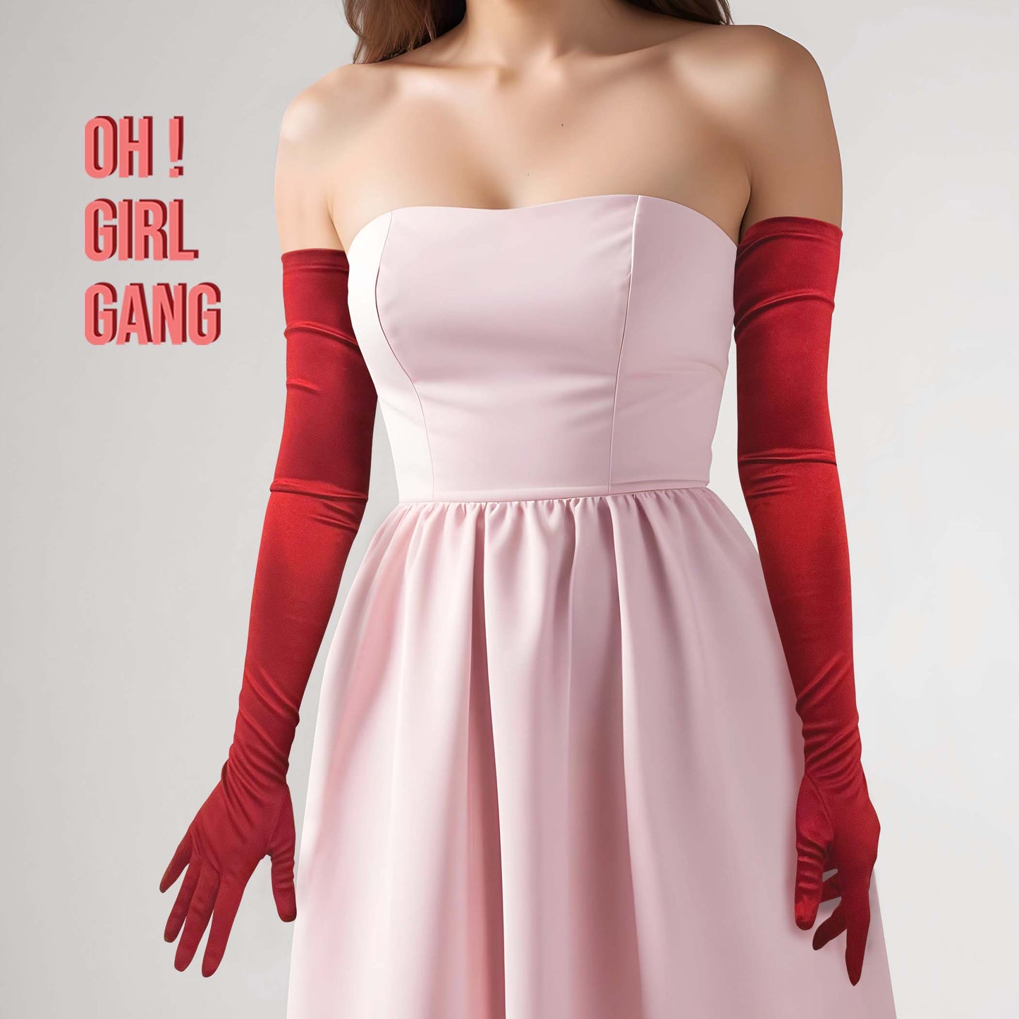 Magenta Pink Silk Satin Opera Gloves(70cm)