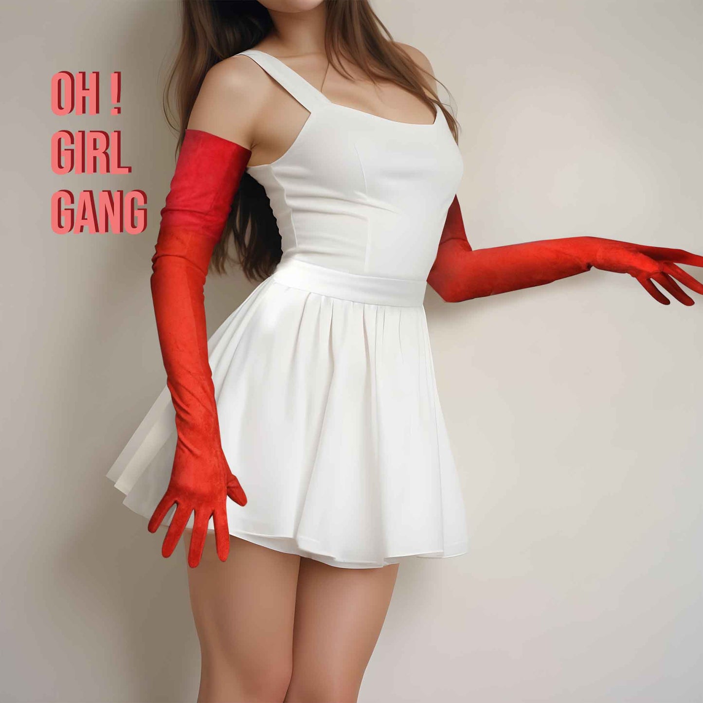 Red Suede Opera Gloves (70cm, 60cm L)