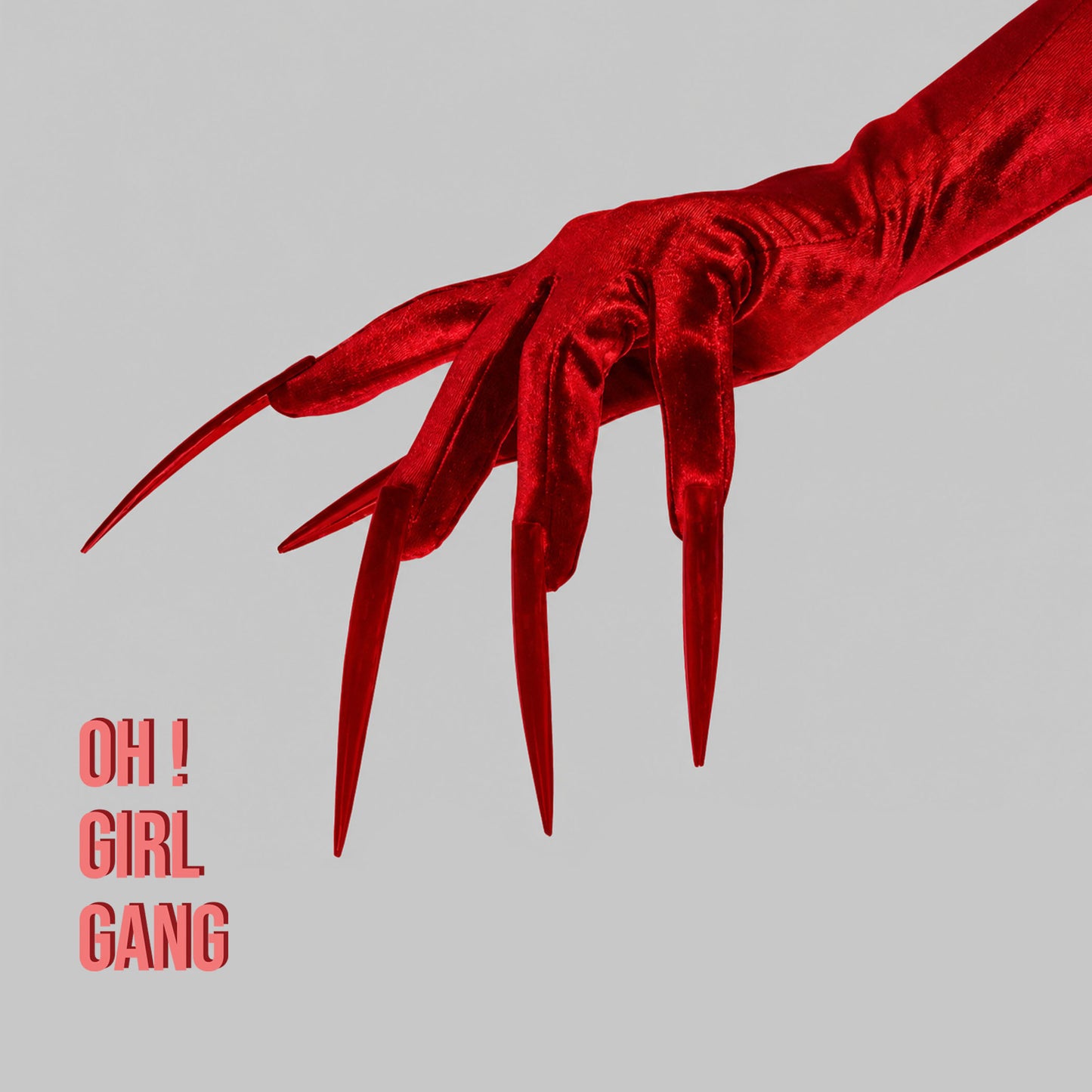 Red Velvet Opera Gloves with Long Velvet Nails