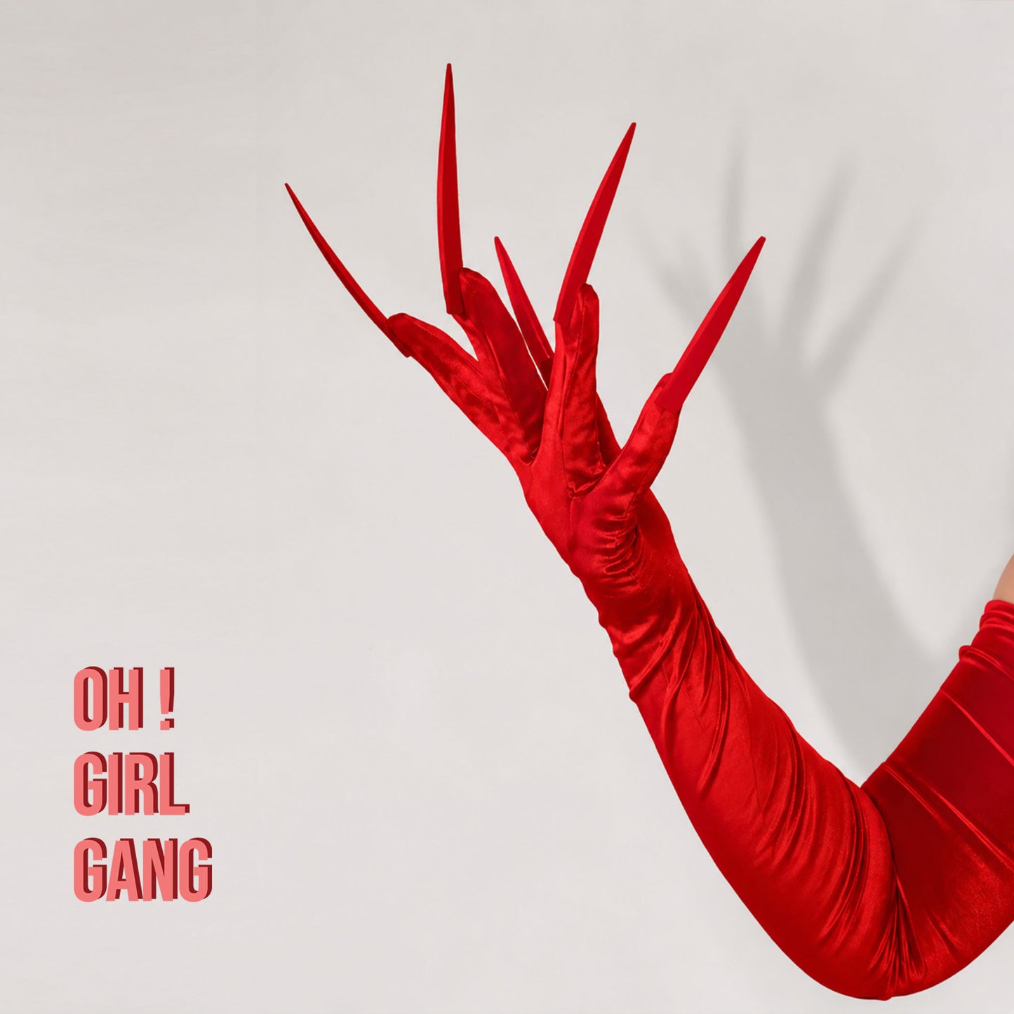 Red Velvet Opera Gloves with Long Velvet Nails