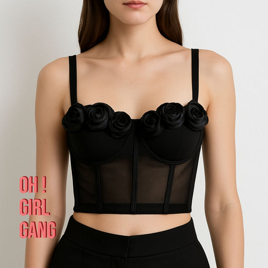 Rose Corset Top | Floral Bustier Crop Top | Party, Club, Festival Look