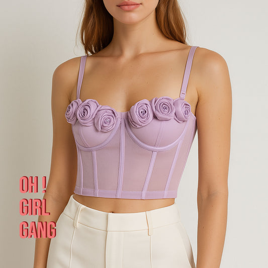 Rose Corset Top | Floral Bustier Crop Top | Party, Club, Festival Look