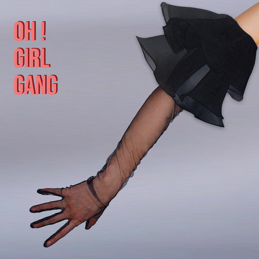 Black tulle ruffles gloves in white, black mesh opera gloves with 2 layers ruffle, Flapper Gatsby, Evening gloves, On stage party gloves