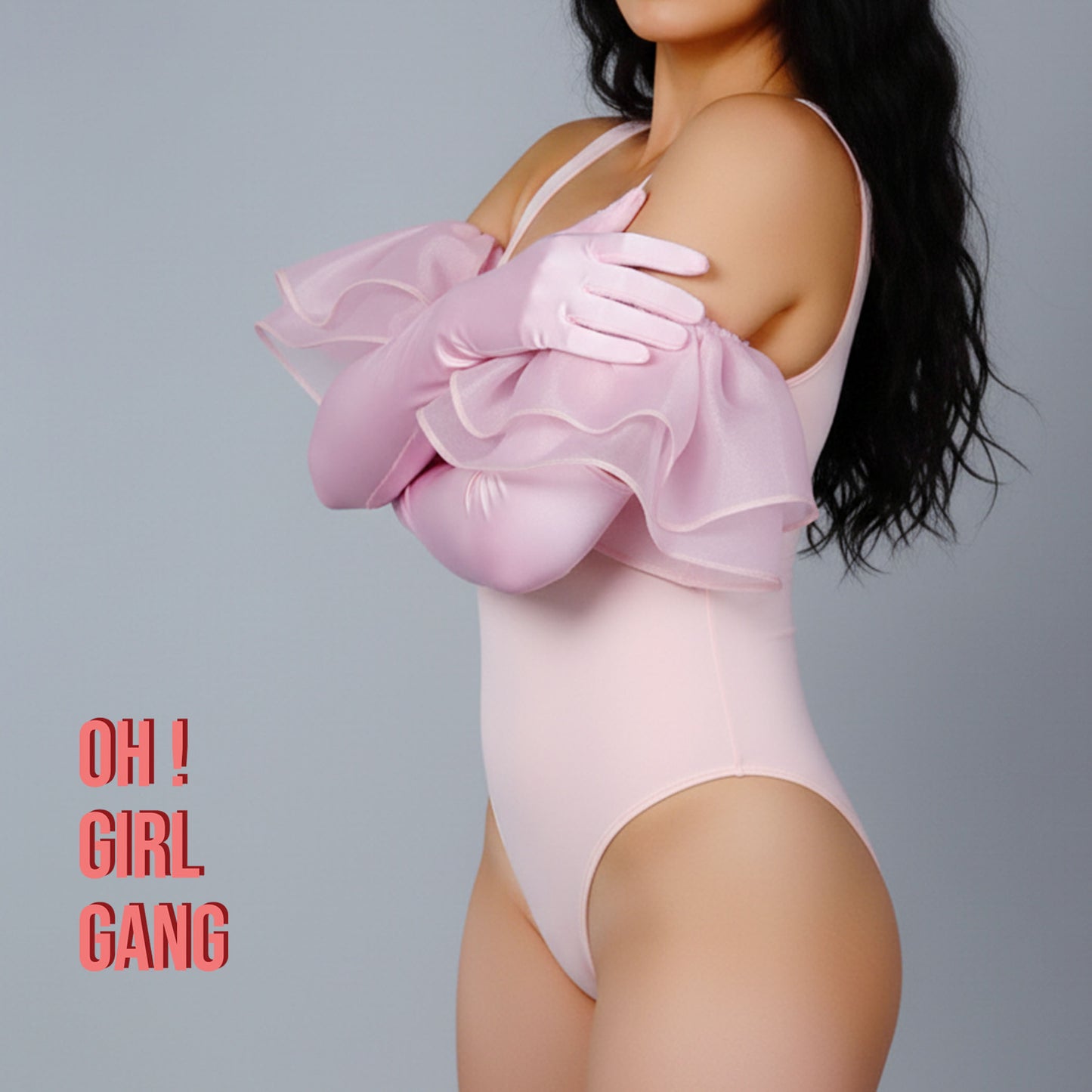 Light Pink Ruffle Satin Opera Gloves