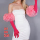 Ruffles pom pom gloves in pink