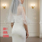 Bridal Wavy Horsehair Edge Veil – Single-Layer Sheer Tulle, 135–175 cm, Vintage “Fishbone” Wave, Engagement/Photoshoot Headpiece
