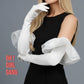 White Ruffle Satin Opera Gloves: Event, Prom, Dancer Party Costume (Hot Pink, Red,White), Stage, Christmas Gift for her