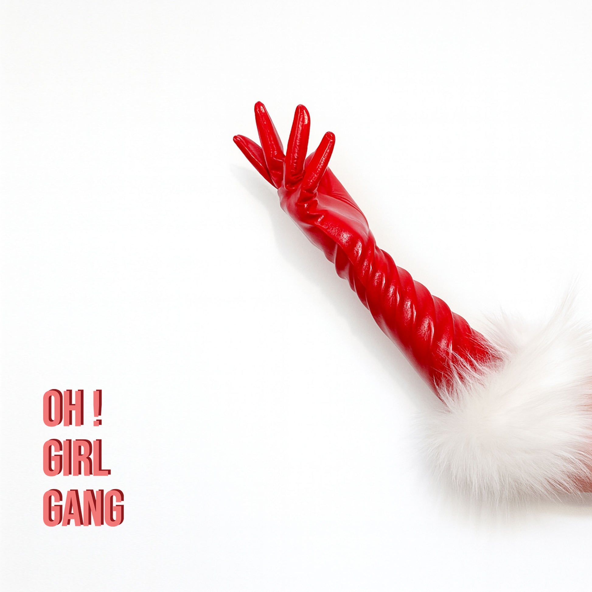 Santa Red Patent Faux Leather Gloves with White Fur Cuffs – Elbow-Length Christmas Costume, Festive Holiday Party, Mrs. Claus Cosplay - Oh Girl Gang