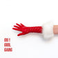 Santa Red Patent Faux Leather Gloves with White Fur Cuffs – Elbow-Length Christmas Costume, Festive Holiday Party, Mrs. Claus Cosplay - Oh Girl Gang