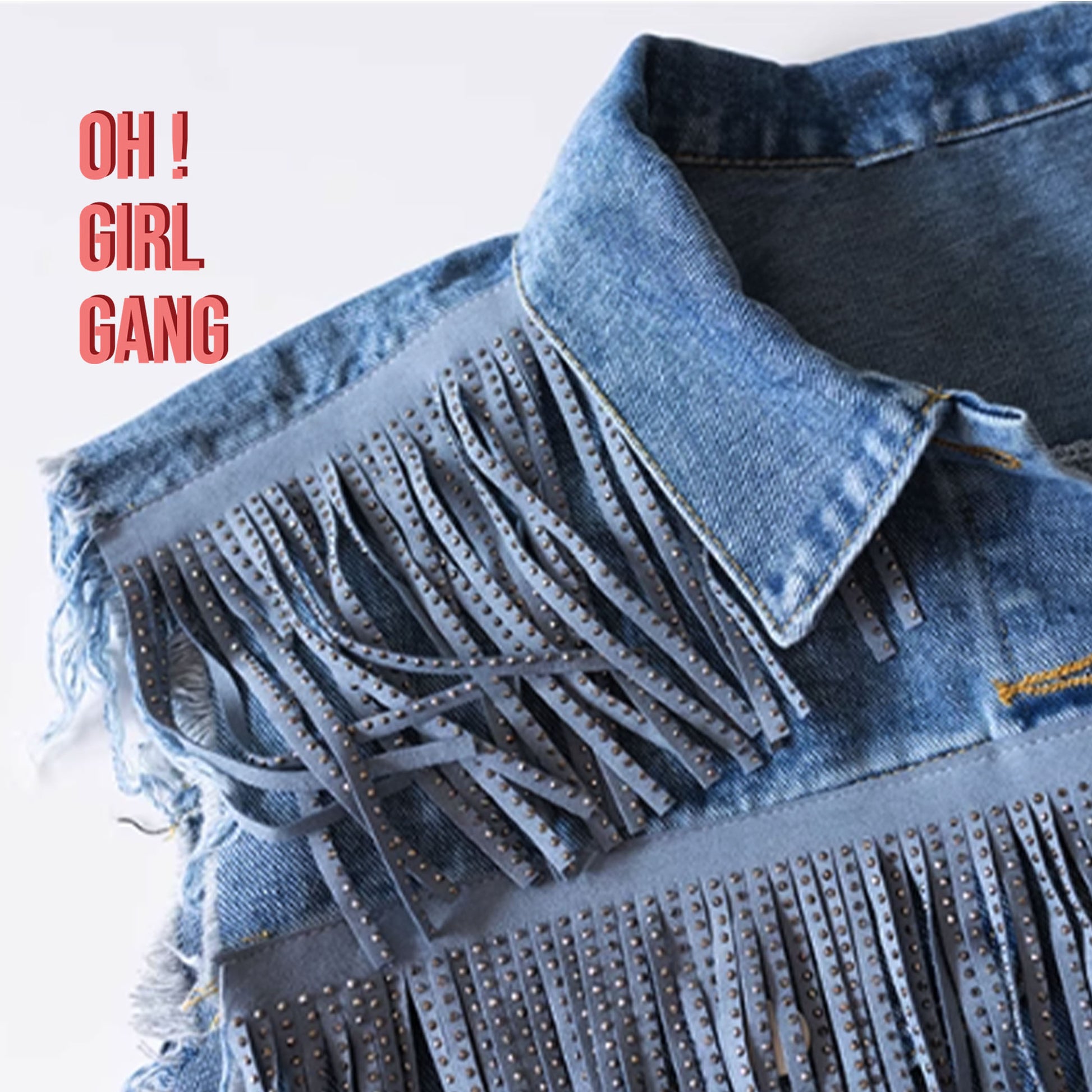 Sparkly Denim Vest | Sleeveless Glitter Button-Up Jacket |