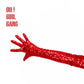 Half Finger Sequin Opera Gloves: Silver & Red Satin, Drag, Party Costume, Sparkling Gloves
