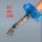 Nieuwe kleur Origineel! Blauwe Kanten Lange Handschoenen met Pof Tule (90cm)