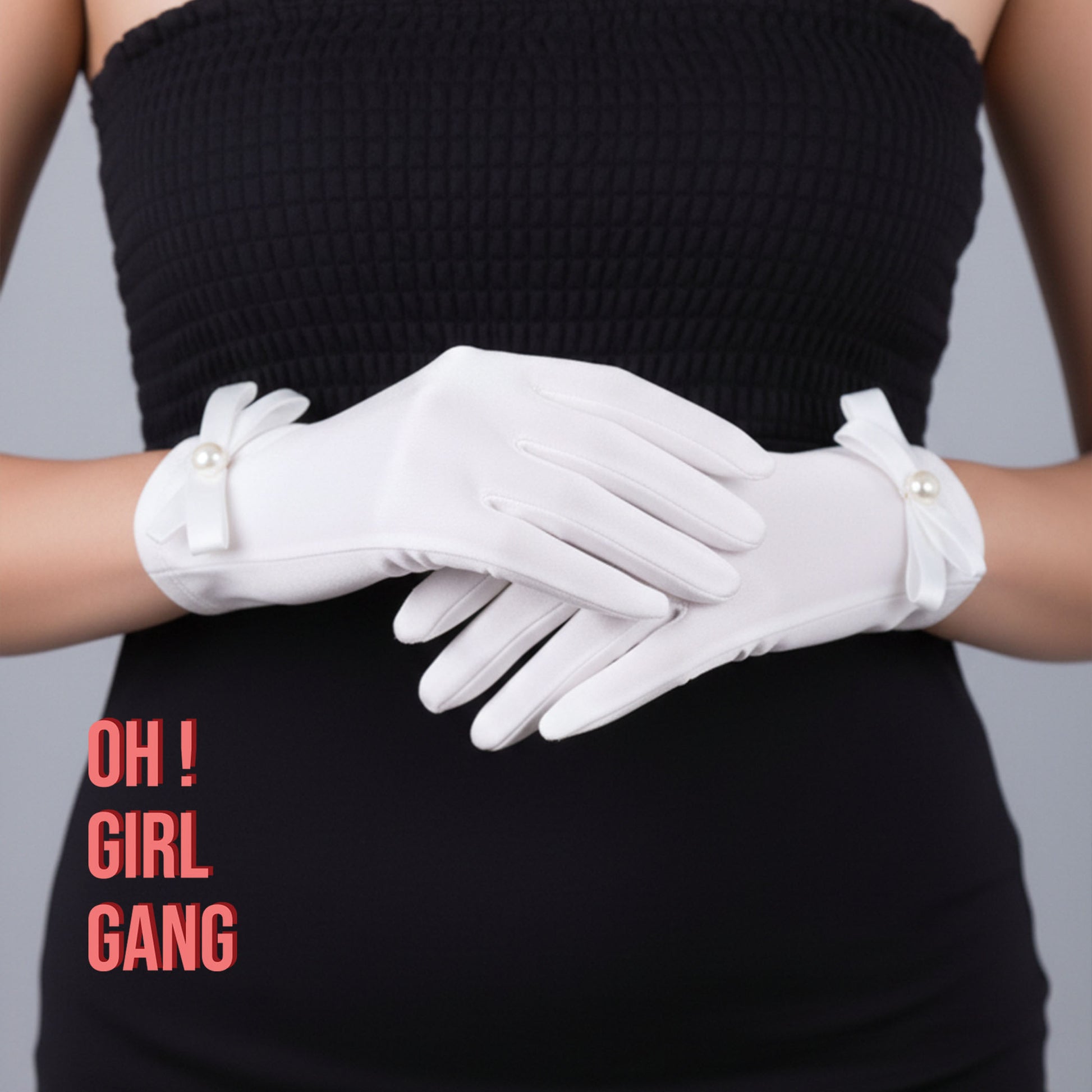 White Satin Bridal Short Gloves – Victorian Style Bow, Elegant Wedding & Evening Gloves, Vintage-Inspired Formal Gloves - Oh Girl Gang