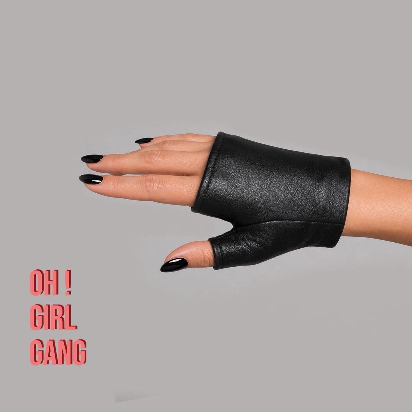 Genuine Leather Fingerless Gloves for Women, Short Black Leather Gloves, Half Palm Gloves, 10cm / 15cm, Thin Lining, XS–XXL
