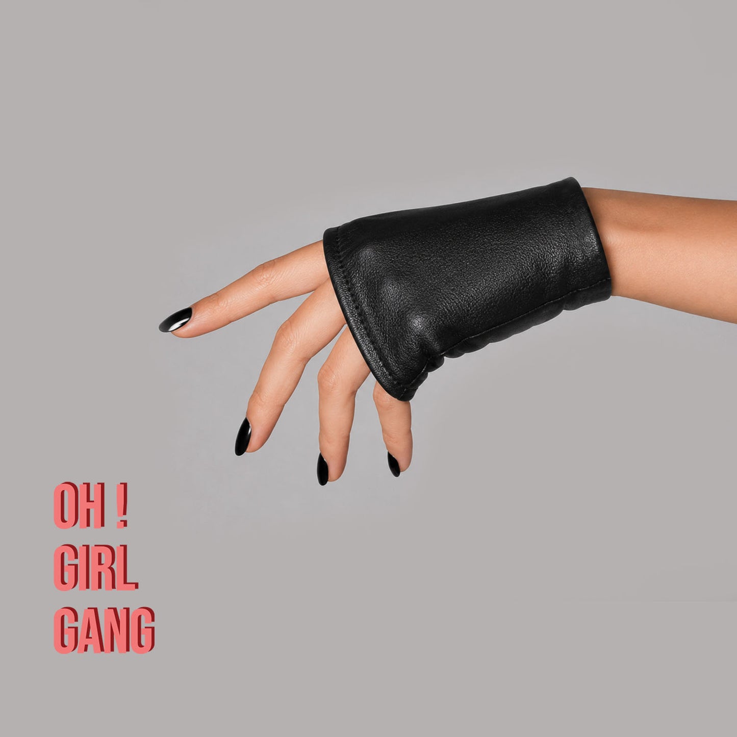 Genuine Leather Fingerless Gloves for Women, Short Black Leather Gloves, Half Palm Gloves, 10cm / 15cm, Thin Lining, XS–XXL