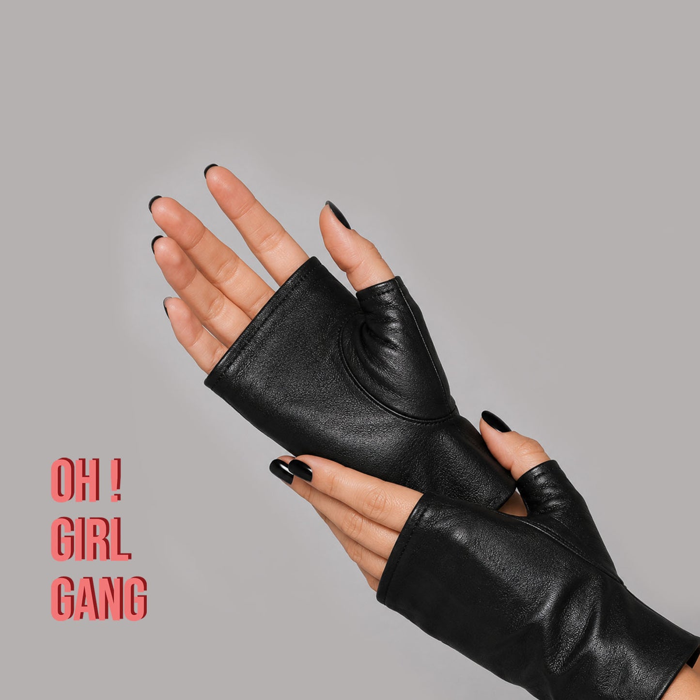 Genuine Leather Fingerless Gloves for Women, Short Black Leather Gloves, Half Palm Gloves, 10cm / 15cm, Thin Lining, XS–XXL