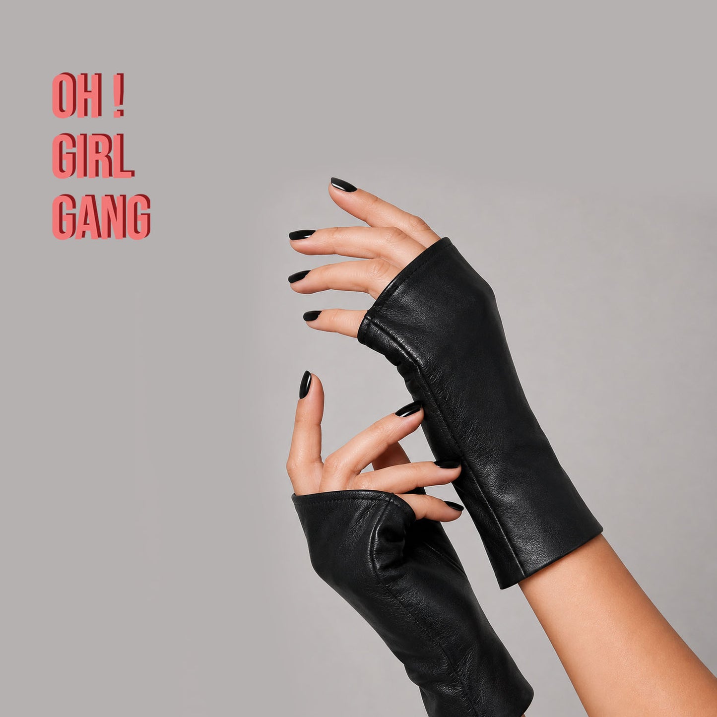 Genuine Leather Fingerless Gloves for Women, Short Black Leather Gloves, Half Palm Gloves, 10cm / 15cm, Thin Lining, XS–XXL