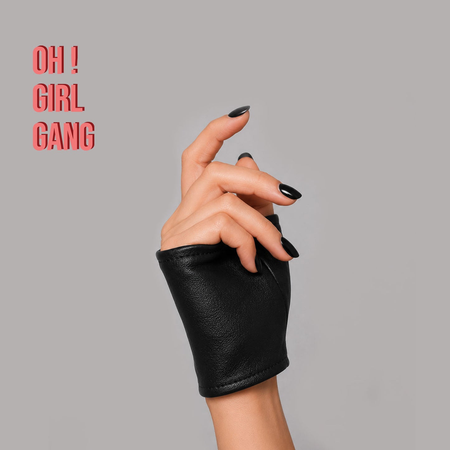 Genuine Leather Fingerless Gloves for Women, Short Black Leather Gloves, Half Palm Gloves, 10cm / 15cm, Thin Lining, XS–XXL