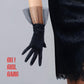 Satin Short Gloves with Tulle Ruffles, Black, White Party gloves, Tea party, bridesmaids, Bridal Shower Gloves, Evening gloves