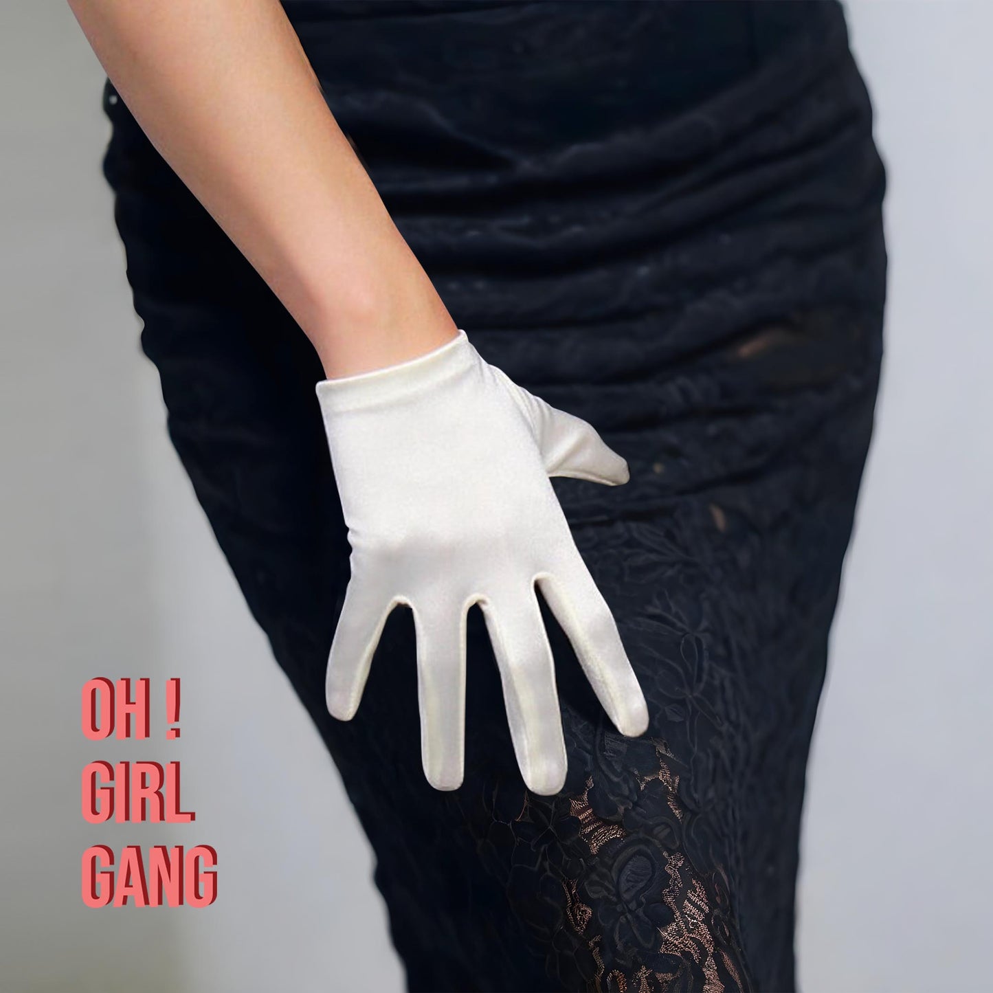Black Satin Short Gloves