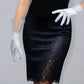 Satin Short Gloves with Tulle Ruffles, Black, White Party gloves, Tea party, bridesmaids, Bridal Shower Gloves, Evening gloves