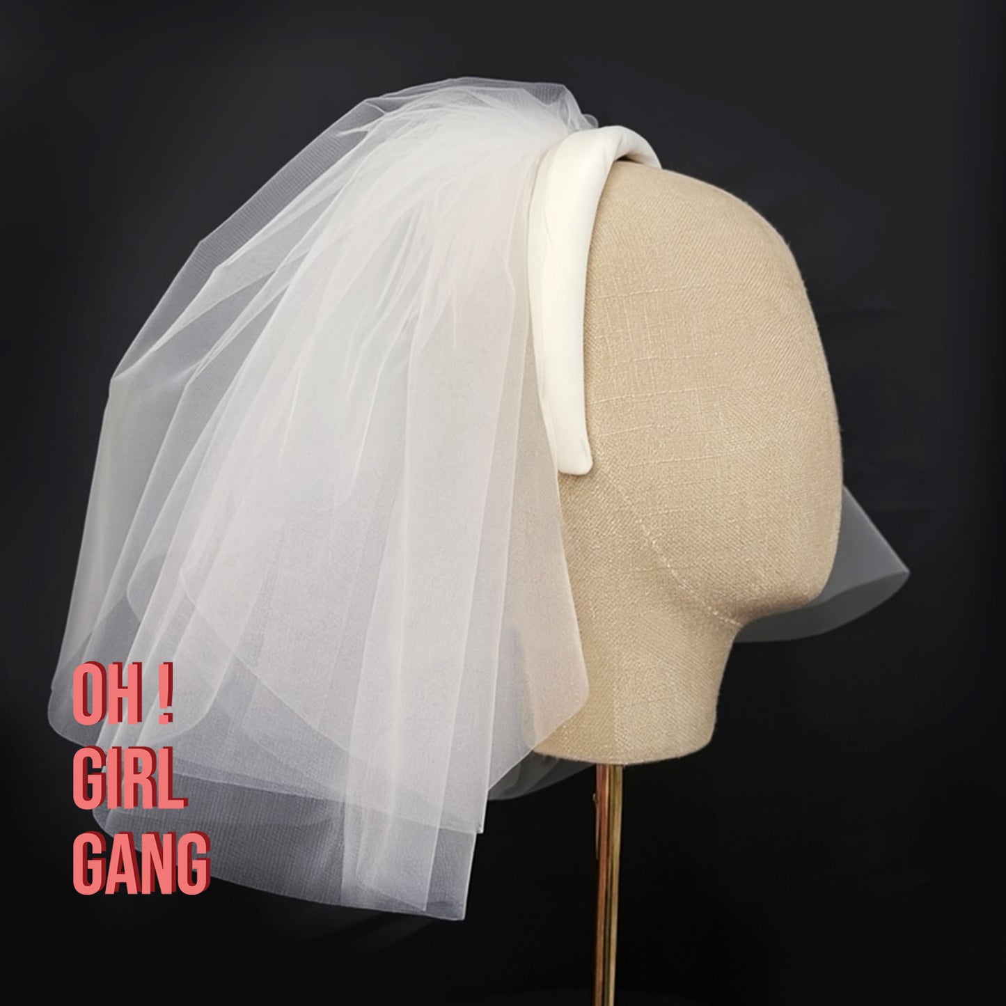 Short Bridal Veil with Headband – 55cm Tulle Veil