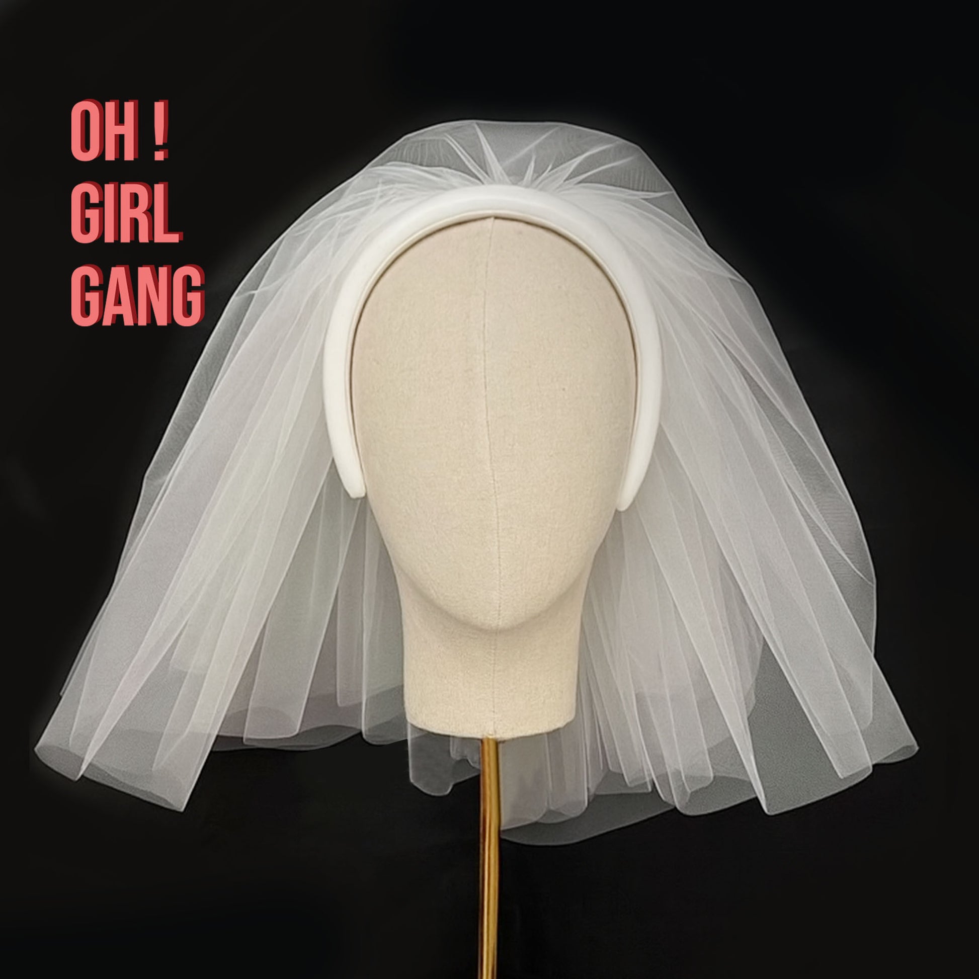 Short Bridal Veil with Headband – 55cm Tulle Veil