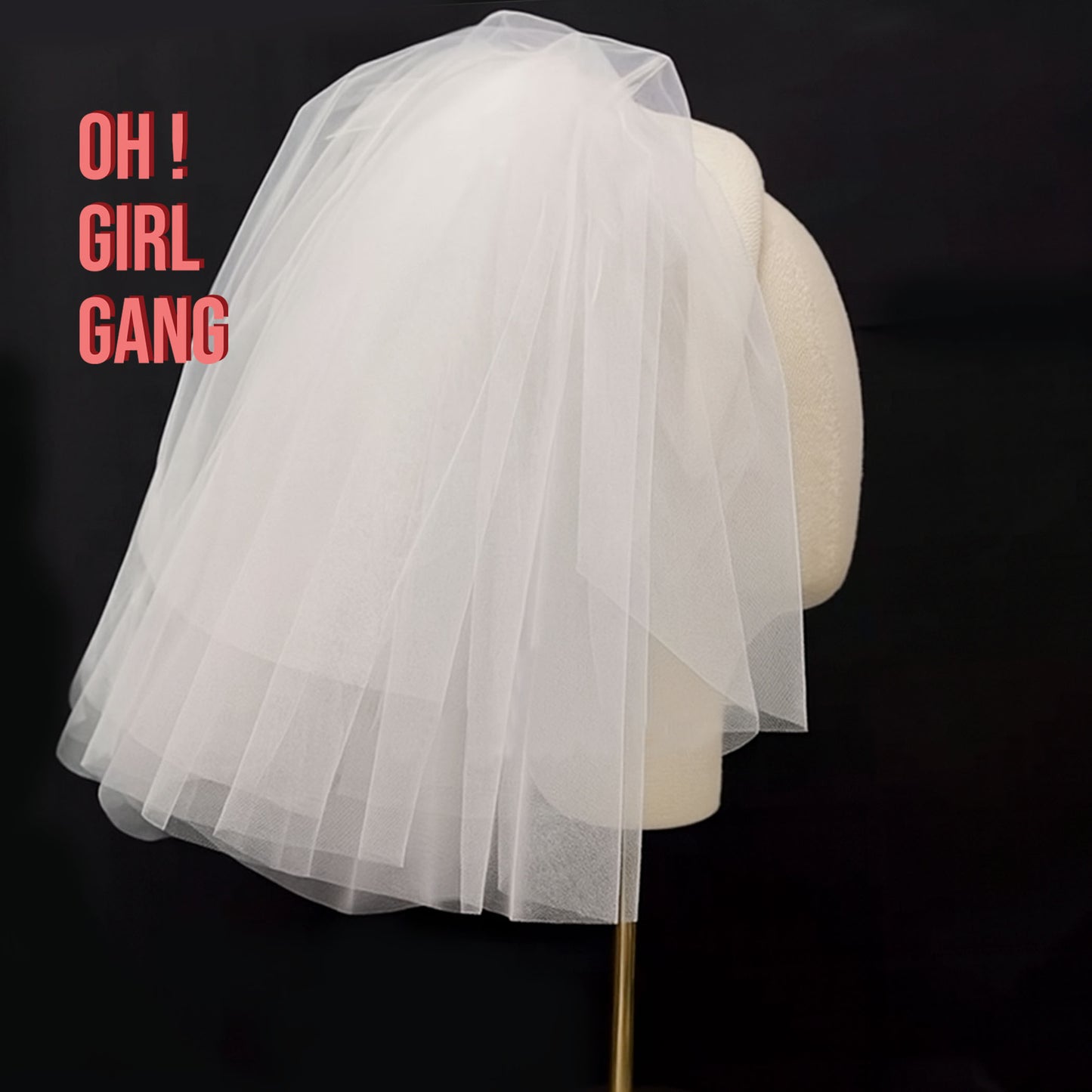 Short Bridal Veil with Headband – 55cm Tulle Veil