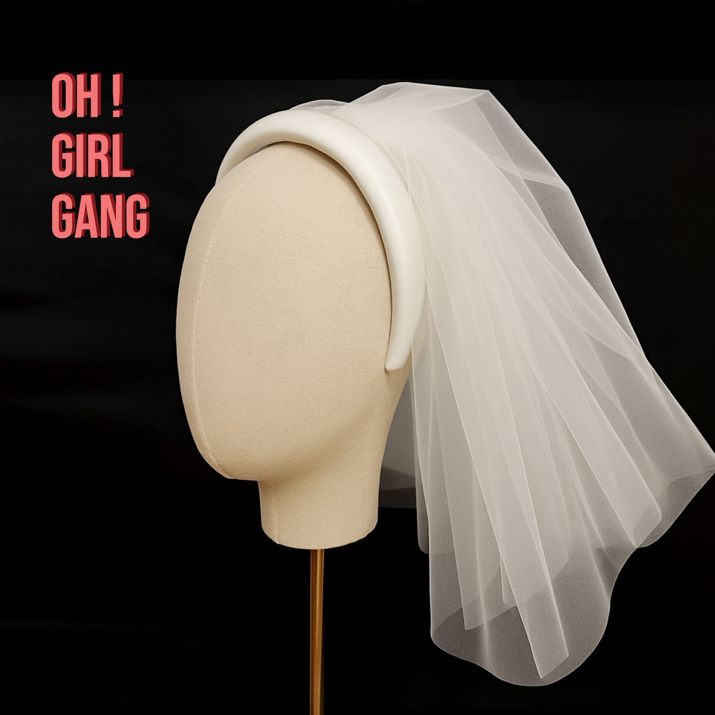 Short Bridal Veil with Headband – 55cm Tulle Veil