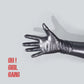 Metallic Dark Silver Holographic Opera Gloves – Mermaid Pink Magenta Fish Scale Gloves