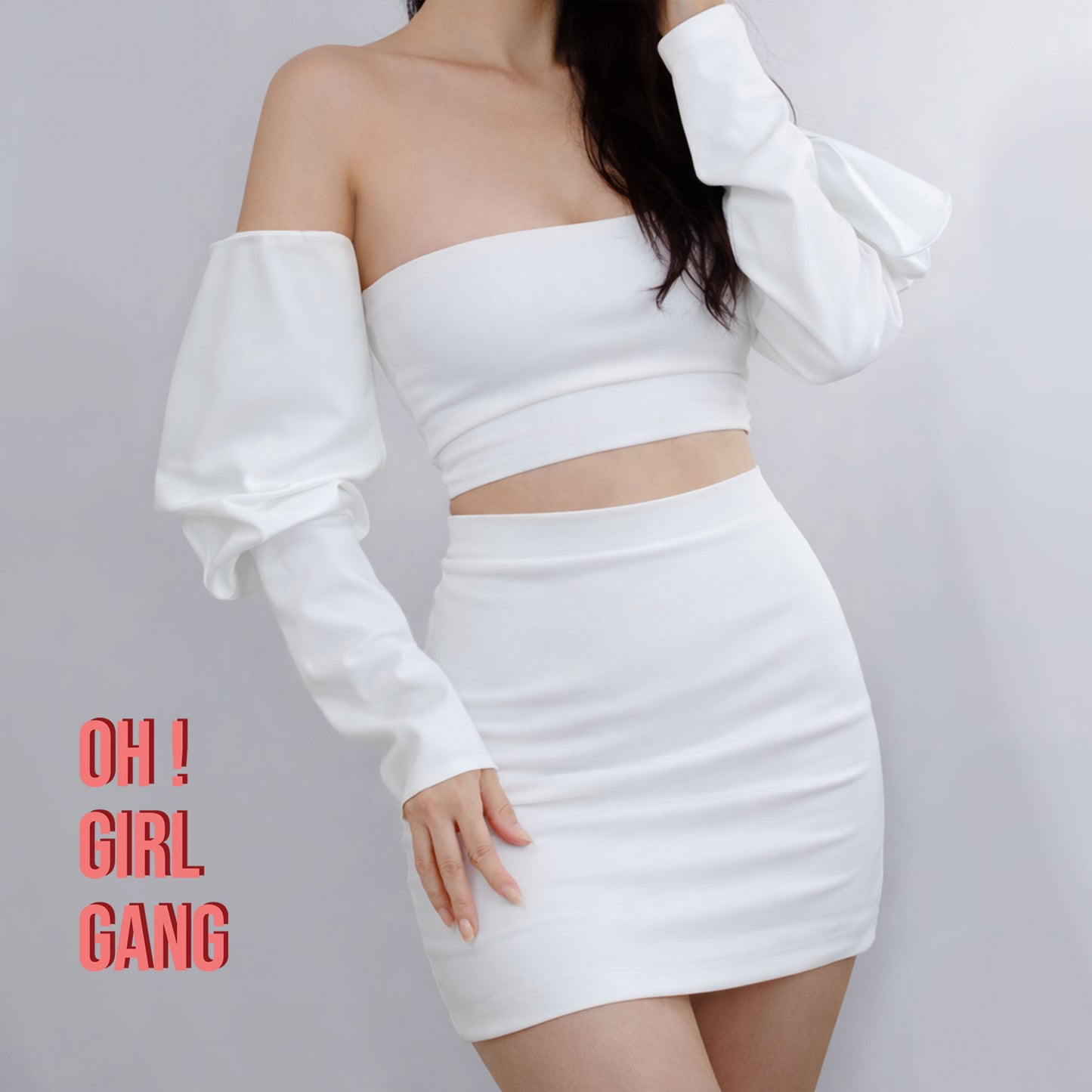 Matt Satin Long Sleeves Boho Style (White, Ivory Satin)